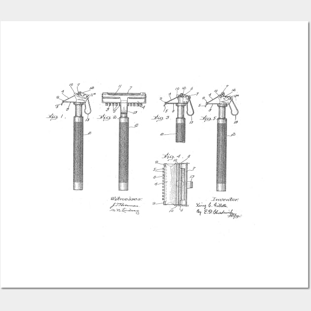 Safety Razor Vintage Patent Hand Drawing Wall Art by TheYoungDesigns